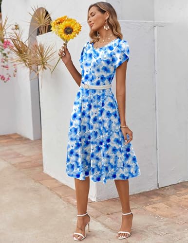 Image of ZEAGOO Womens Casual Dresses for Summer Short Sleeve Flare Midi Dress Loose Flowy Beach Sundress
