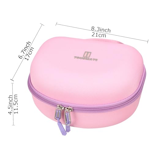 Image of Tourmate Hard Travel Case for Riwbox CT-7 CT-7S / iClever HS01 / FosPower Cat Ear LED Light Kids Wireless Headphones, Protective Carrying Storage Bag (Purple&Pink)
