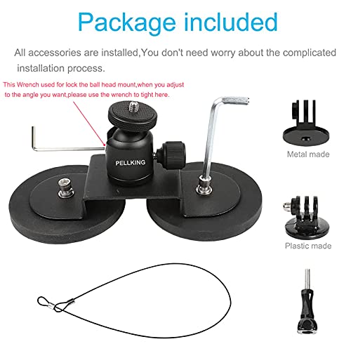 Pellking Magnet Camera Mount For Gopro,Heavy-Duty Metal Car Powerful Magnetic Camera Mount With 360 Degree Rotation Ball Head For Car Body,Compatible With Gopro Hero 9 Black 8/7/6/5,Etc #TOP7