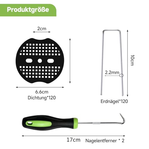 Unkrautvlies Haken, Erdanker 120 Stück + Unterlegscheiben 120 Stück, Stabile Verzinkte Bodenanker U-förmige Garten Erdnägel (100x35mm, Ø2,2mm) für Befestigung von Unkrautflies Campingzelte Rohre