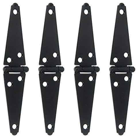 T Tulead Door Hinges Iron Strap Hinges Gate Hinges 4-Inch Shed Hinges Pack of 4 with Mounting Screws Cover
