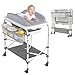 YRHome 2 in 1 Baby Wickeltisch mit Flatbare Badewanne Mobiler Wickeltisch Klappbarer mit 4 Leisen 360°-Rollen Tragbarkeit Bade-Wickelkombination mit Ablagefach Stabil Bis 50KG Baby Changing Table Grau