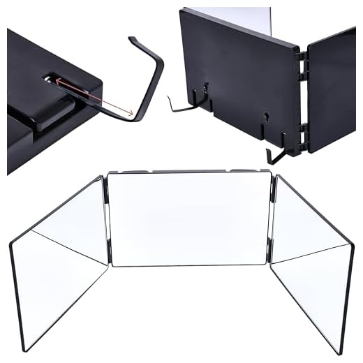 Hamilton Hills Adjustable Trifold Mirror - 360 Degree 3-Way Barber Mirror for Hanging or Wall Mounting - Triple-Section Mirror for Haircuts, Braiding, and Makeup - for Personal Grooming in Bathroom