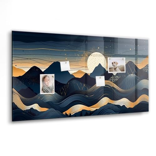 Tableau pour cuisine et bureau design coucher de soleil magnétique en verre