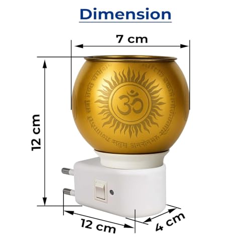 Image of Glass Kapoor Dani Electrical Camphor Diffuser /Ganesh Ji Om Electric Camphor Diffuser Burner for Home /Multipurpose Aroma Dhoop Dani /Kapurdani Night Lamp with On /Off Switch for Heating