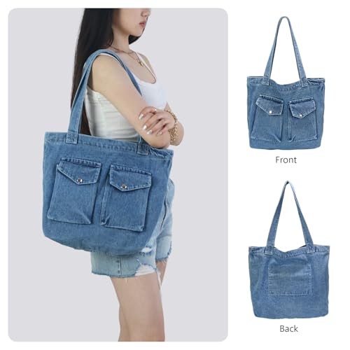 Bolso Tote grande de mezclilla para mujer miniatura 2