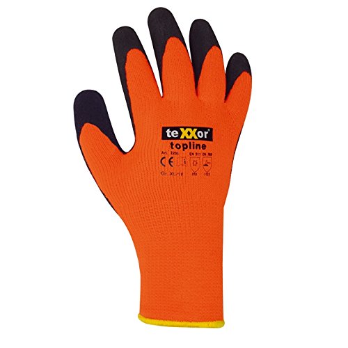 teXXorTopline Acrylic Knit Winter Gloves Orange/Latex Coating – teXXor – 2200 – Size 09