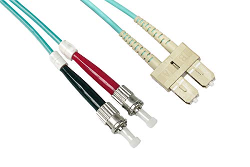 LINK LKSCST3510 Fibre Optic Cable SC A ST MULTIMODE DUPLEX OM3 50/125 MT.10, Aqua (Blue)