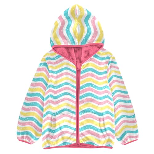 OTVEE Colored Waves Kids Hoodie Jacket Fall Spring Full Zip Warm Outwear Coat