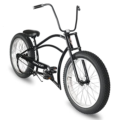 Bicicleta Cruiser Tracer Harman, estilo chopper, neumáticos fat de 26" x 4", frenos de disco delantero y trasero, manillar elevado, 1 velocidad miniatura 1