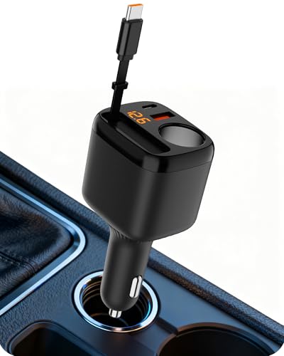 Cargador de coche de 78W soluciona cables enredados con sistema retráctil 3 en 1