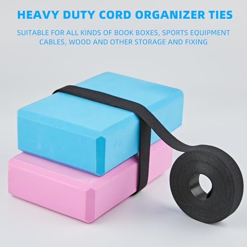 Image of 25 Ft x 1 inch Hook and Loop Roll, Reusable Fastening Cable Ties, Multi-Purpose Cable Management Wire Ties Cable Straps for Organizing Home, Office and Data Centers