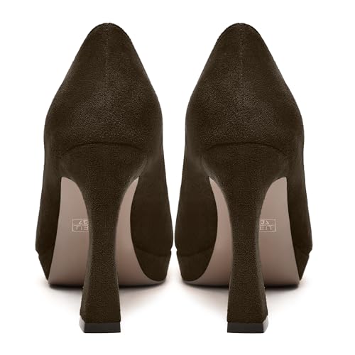 MODENCOCO Womens Dress Platform Fashion Peep Toe Slip On Bridal Suede Stiletto High Heel Pumps Shoes 4 Inch4