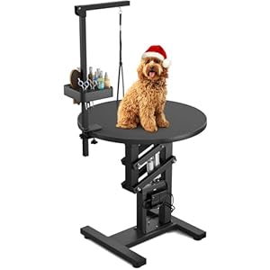 YITAHOME Electric Lift Dog Grooming Table 24″ Rotating Desktop Pet Grooming Table for Dogs at Home, Adjustable Overhead Arm & Tool Organizer Dog Grooming Station, Black