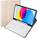 ZOMUN Capa de teclado para iPad 10ª geração 2022, teclado Bluetooth sem fio e capa fólio de couro sintético com slot para caneta