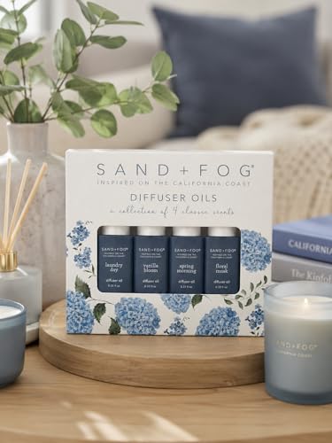 Image of Sand + Fog Diffuser Oils Gift Set, 4 Pack, 0.33 fl oz Each (Laundry Day, Vanilla, Spring Morning, Floral)