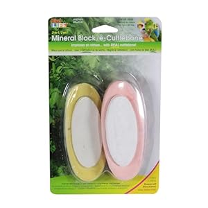 Penn-Plax Bird-Life 2-in-1 E-Cuttlebone & Mineral Block – Bananna & Berry Flavor – Great for All Birds – 2 Pack