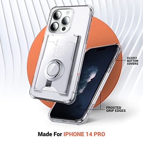 Shields Up Designed for iPhone 14 Pro Case, Minimalist Wallet Case with Card Holder (3 Cards) and Ring Kickstand/Stand, [Drop Protection] Slim Protective Cover for iPhone 14 Pro (6.1 inch) - Clear by Shields Up - Image 9