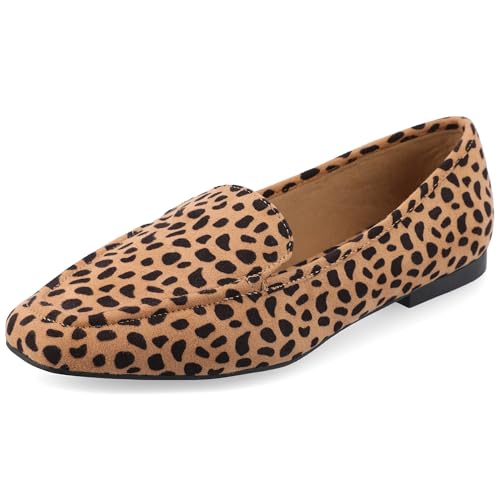 Image of Journee Womens Suede Loafer Flat Square Toe Noticed Topline Padded Block Heel - Tullie Casual Dress Shoe