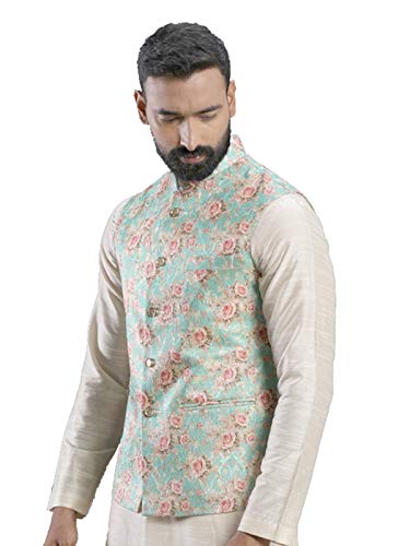 Elina fashion Men's Indian Nehru Jacket || Printed Bandhgala Jodhpuri Sleeve Less ONLY Waistcoat3