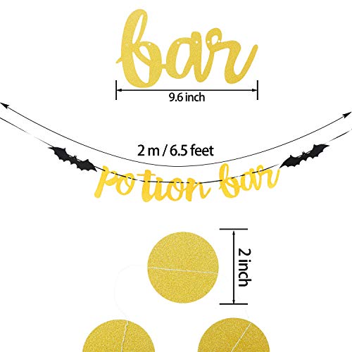 Halloween Banner Gold Glittery Potion Bar Banner, Drink Up Witches Banner And Circle Dots Garland For Halloween Party Home Decoration Supplies #TOP6