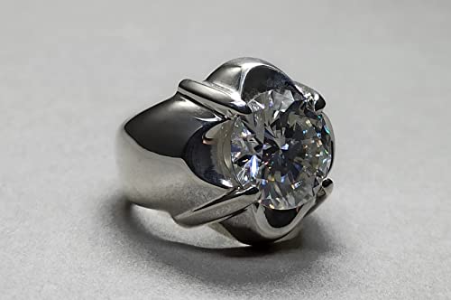 Rare 7 Carat Big Diamond Cut Fire Moissanite Mens Heavy Sterling Silver 925 Handmade Ring Gift For Him Anniversary Ring (7) #TOP7