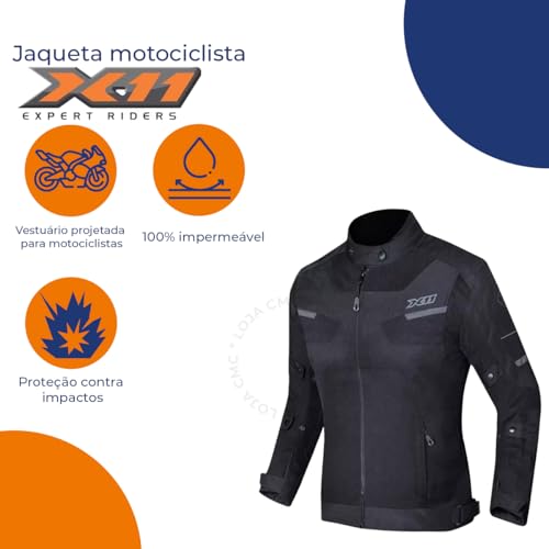 Jaqueta Impermeavel Moto Motociclita X11 Breeze (BR, Alfa, GG, Regular, Regular, FEMININO/PRETO)