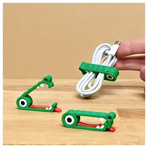 1 PCS Cute Crocodile Cable Organizer, Silicone Cord Winder, Reusable Cable Management Clip for Charging Cables Storage-trunks