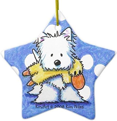 GFGKKGJFF Christmas Ornaments, Kiniart Westie & Duck Toy Star Ceramic Christmas Ornaments for Christmas Tree Decoration, Keepsake,New Couples