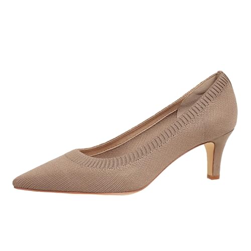 Women's Pumps Kitten Heel Pump Shoes Pointed Toe Knit Comfortable Casual Party Dressy Low Heel Dress Shoes