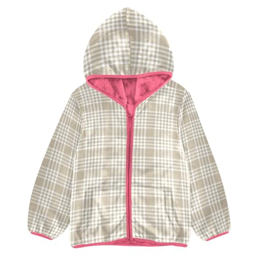 GuoChe Brown Taupe Tartan Baby Boy Sherpa Jacket