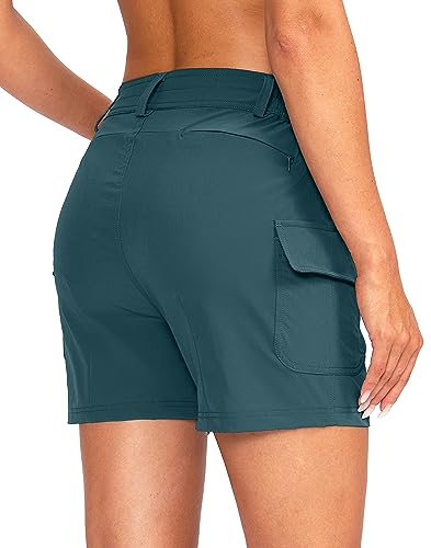 Pudolla Women's Golf Hiking Shorts 4.5" Quick Dry Summer Shorts For Women Work Travel Walk Outdoor With Pockets(Blue Medium) #TOP1
