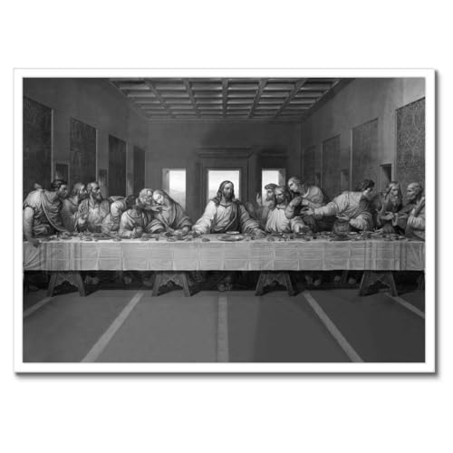 La Cène poster dans cadre noir 70x50cm décoration murale H3902M