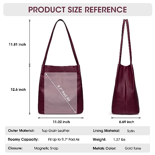 Image of Kattee Women Soft Genuine Leather Totes Shoulder Bag Purses and Handbags with Top Magnetic Snap Closure