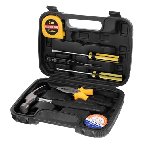 FUTUREORYY Boîte à Outils Multifonctionnelle 9 Pièces Renforcée en Métal pour Maison Et Voiture, Trousse à Outils Compacte Solide, Ensemble D'outils Polyvalent pour Réparation Et Entretien