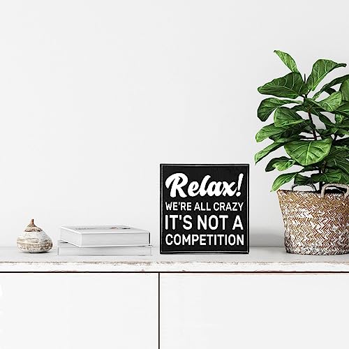 Inspiration-Quote-Sign-Primitives-by-Kathy-Relax-Were-All-Crazy-Its-Not-a-Competition-7-7-16-Inch-SignFunny-Inspirational-Home-Office-Farmhouse-Black-Wood-Box-Plaque-Desk-Wall-Decor Inspiration Quote Sign Primitives by Kathy Relax Were All Crazy Its Not a Competition 7 7 16 Inch SignFunny Inspirational Home Office Farmhouse Black Wood Box Plaque Desk Wall Decor