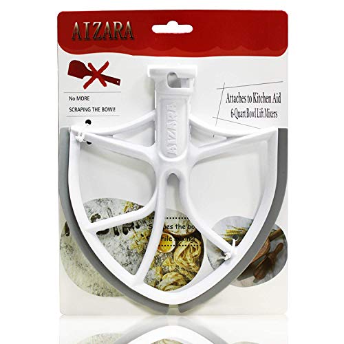 Flex Edge Beater for KitchenAid Bowl-Lift Stand Mixer Attachment 6 Quart - Coated Flat Beater Blade with Silicone Edges - Useful Mixer Accessory(Grey)