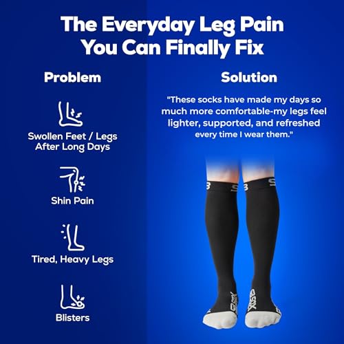 Image of SB SOX Compression Socks for Men & Women (20-30mmHg) - Best Compression Socks for Travel, Medical, Sports, Wide Calf Fit, and Daily Wear