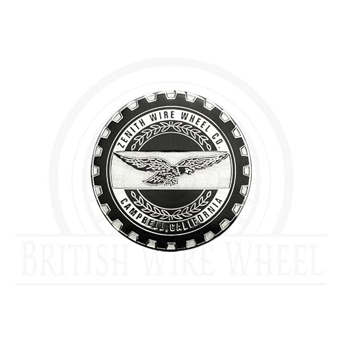 Image of Zenith Chrome & Black Metal Wheel Chip Emblems (Set of 4) | Triple Chrome Plated Solid Metal Wheel Chip Emblems, 2.25 inch | for Lowriders with Cut or Recessed Knock Off Spinner Caps