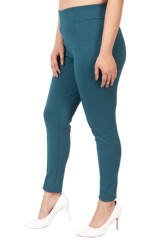 Image of Mlada Slim Fit Jeggings with Elastic Waist Band for Women Office Work Formal Wear Trousers Stretch Cotton Knit High Waist Skinny Fit Jeggings Lycra Pants Travel Comfort Jeggings