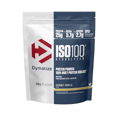 Dymatize ISO 100 Hydrolyzed Gourmet Vanilla 570g - Hidrolizado de Proteína de Suero Whey + Aislado en Polvo