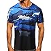 Ensemble t-shirt pour homme - Printemps et été - Top décontracté rétro distressed camouflage - T-shirt imprimé vintage col rond - Chemise à manches courtes - Style E Girl, bleu, L