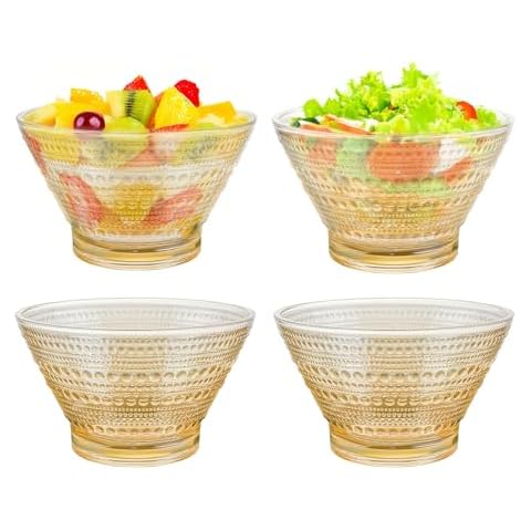 CHPINDAM Vintage glass salad bowl, 14oz ice cream bowl,Glass dessert bowl,BPA-Free for fruit, salad, ice cream, snack bowl, party, desk, bathroom, party supplies, etc(Amber) Cover