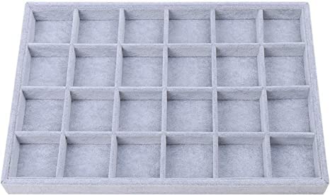 Image of 24 Grid Velvet Jewellery Drawer Organizer Tray Stackable Jewelry Tray for Drawer and Storage and All Other Jewellery Needs