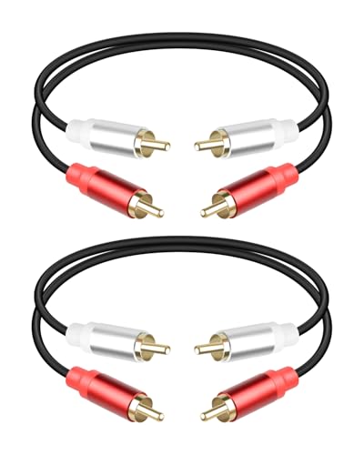 RIIEYOCA Phono to Phono RCA Cable 0.3m, Short 2RCA Male to 2RCA Male Audio Cable for Home Theater, Speaker, Amplifier, Subwoofer, Stereo System (2PCS)