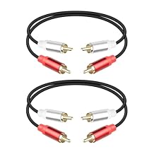 RCA Cable 0.3m, Short 2RCA Male to 2RCA Male Audio Cable for Home Theater, Speaker, Amplifier, Subwoofer, Stereo System MM2PCS