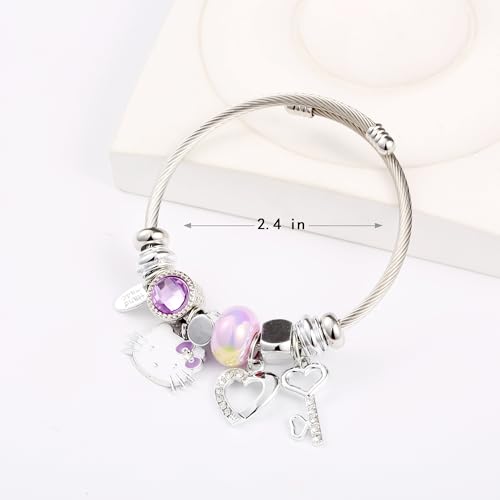 Image of YouLuo Cute Necklace Charm Bracelet Set,Personalized Jewelry Gift for Women | Cute Charm Bracelet, Adjustable Stainless Steel Bracelet, Anime Cartoon Accessories Bracelets for Women Gift and Friendship