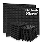 36 Pack AUSLET Acoustic Panels 12 x 12 x 2 Inches, Pyramid Sound Proof Foam Panels for Wall, High Density Black Acoustic Foam Panels,Soundproof Wall Panels