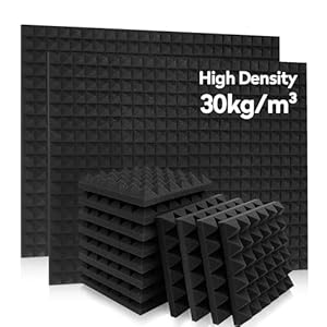 36 Pack AUSLET Acoustic Panels 12 x 12 x 2 Inches, Pyramid Sound Proof Foam Panels for Wall, High Density Black Acoustic Foam Panels,Soundproof Wall Panels
