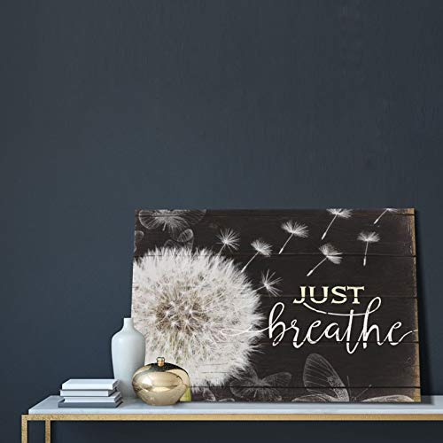 Just Breathe Wall Art Rustic Dandelion Canvas Black And White Flower Floral Painting Botanical Picture Giclee Matte Prints Home Decor For Kitchen Bedroom Living Room Bathroom 16X24 Inch… #TOP1